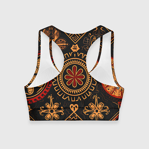 Женский спортивный топ Орнамент в славянском стиле на тёмном фоне / 3D-принт – фото 2