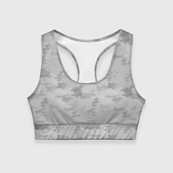 Топик спортивный женский Светло-серый пятнистый паттерн, цвет: 3D-принт
