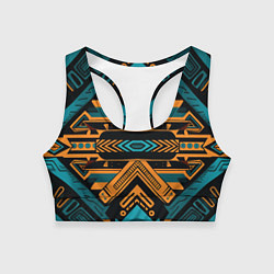 Топик спортивный женский Геометрический узор в стиле ацтеков, цвет: 3D-принт