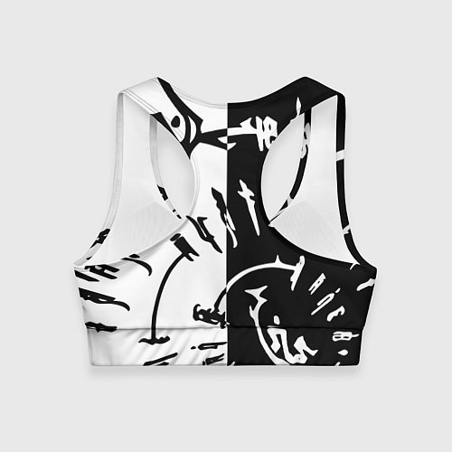 Женский спортивный топ Астарион - знак на спине чб / 3D-принт – фото 2