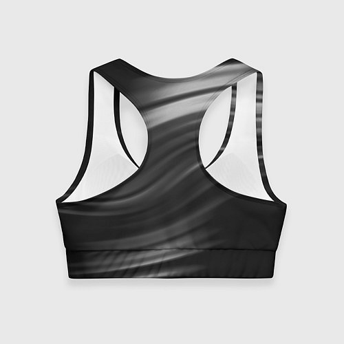 Женский спортивный топ Черно белый волнистый абстрактный узор / 3D-принт – фото 2