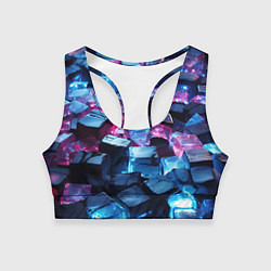 Топик спортивный женский Стеклянные прозрачные камушки, цвет: 3D-принт
