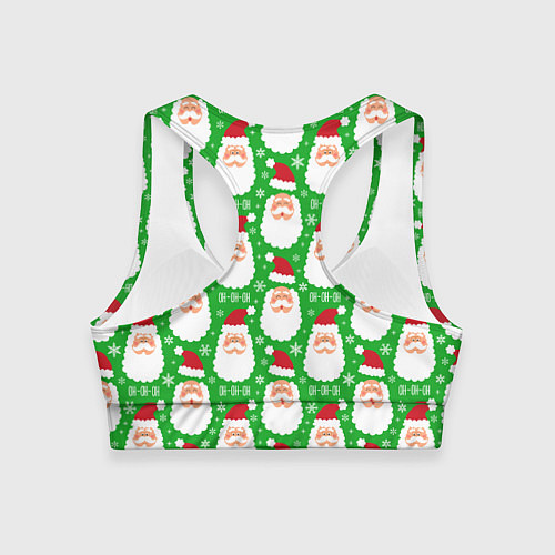 Женский спортивный топ Дед Мороз на зеленом фоне / 3D-принт – фото 2