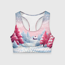 Топик спортивный женский Пушистый снегопад, цвет: 3D-принт