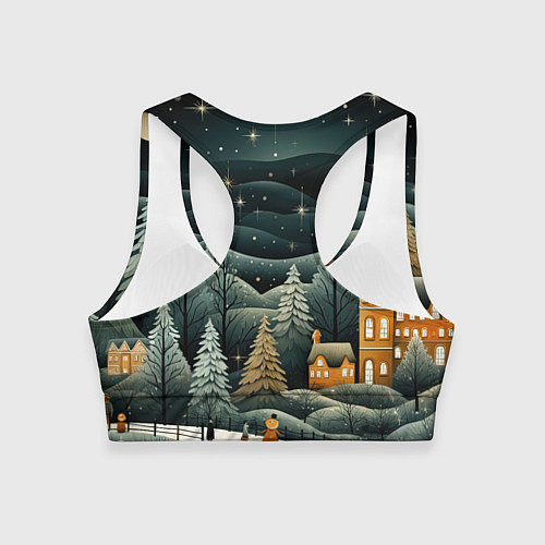Женский спортивный топ Зима в городе ожидание праздника / 3D-принт – фото 2