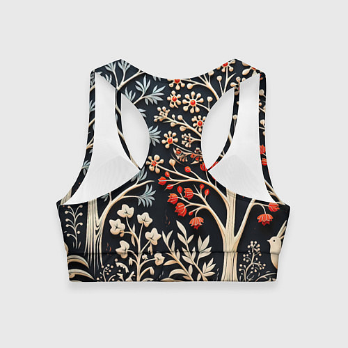 Женский спортивный топ Новогодние узоры и деревья / 3D-принт – фото 2