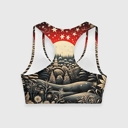 Женский спортивный топ Новогодняя сказка зимний рисунок / 3D-принт – фото 2