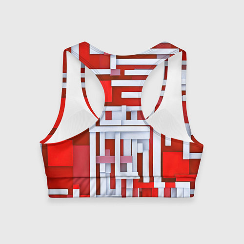 Женский спортивный топ Полосы на красном фоне / 3D-принт – фото 2