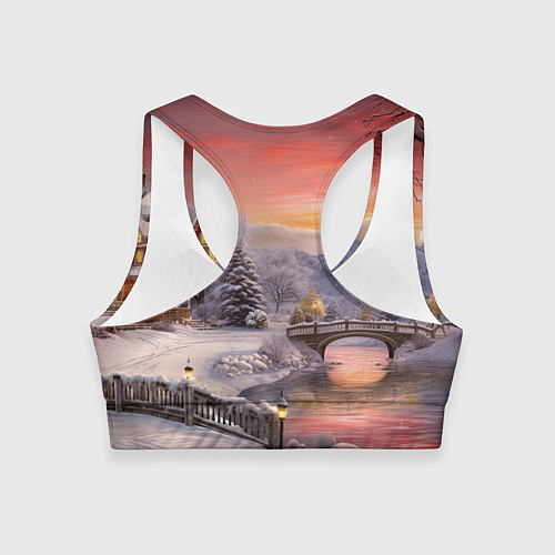 Женский спортивный топ Морозная сказка праздника / 3D-принт – фото 2