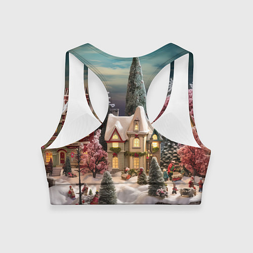 Женский спортивный топ Снежное сияние ночи / 3D-принт – фото 2