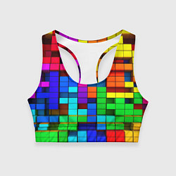 Топик спортивный женский Радужный кубизм, цвет: 3D-принт