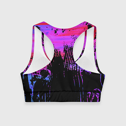 Женский спортивный топ Розово синий сочный гранж / 3D-принт – фото 2