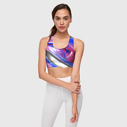 Топик спортивный женский Вязкая абстракция в фиолетовых оттенках, цвет: 3D-принт — фото 2
