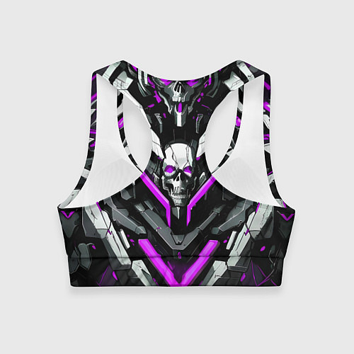 Женский спортивный топ Фиолетовый скелетный киберпанк доспех / 3D-принт – фото 2