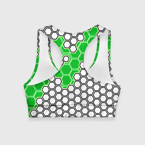 Женский спортивный топ Зелёная энерго-броня из шестиугольников / 3D-принт – фото 2