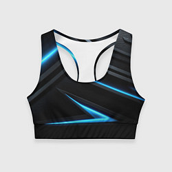 Топик спортивный женский Черный и синий фон с абстракцией, цвет: 3D-принт
