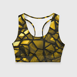 Топик спортивный женский Золотые хромированные осколки, цвет: 3D-принт