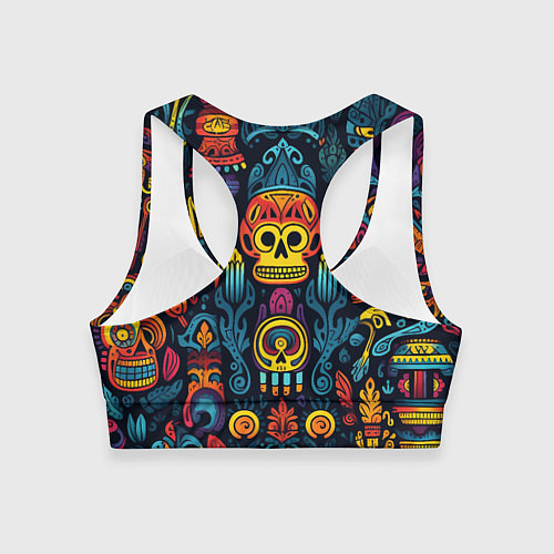 Женский спортивный топ Паттерн в мексиканском фолк-стиле / 3D-принт – фото 2