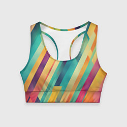 Топик спортивный женский Цветные диагональные полосы, цвет: 3D-принт