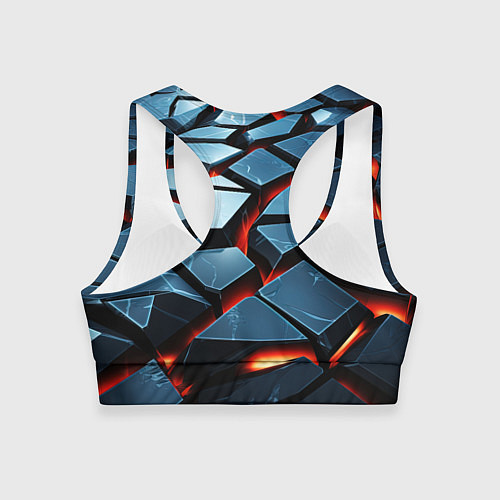 Женский спортивный топ Абстрактные плиты с оранжевым светом / 3D-принт – фото 2