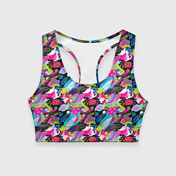 Топик спортивный женский Цветочный листопад, цвет: 3D-принт