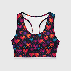 Топик спортивный женский Паттерн с сердцами, цвет: 3D-принт
