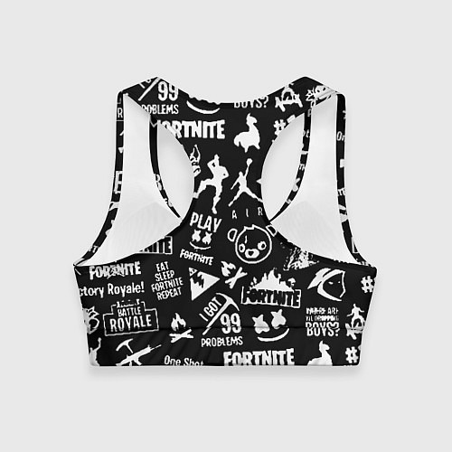 Женский спортивный топ Fortnite alllogo black / 3D-принт – фото 2