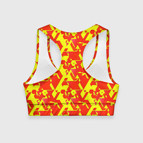 Женский спортивный топ Красные фигуры на жёлтом фоне / 3D-принт – фото 2