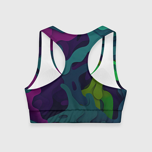 Женский спортивный топ Неопределенный яркий камуфляж / 3D-принт – фото 2