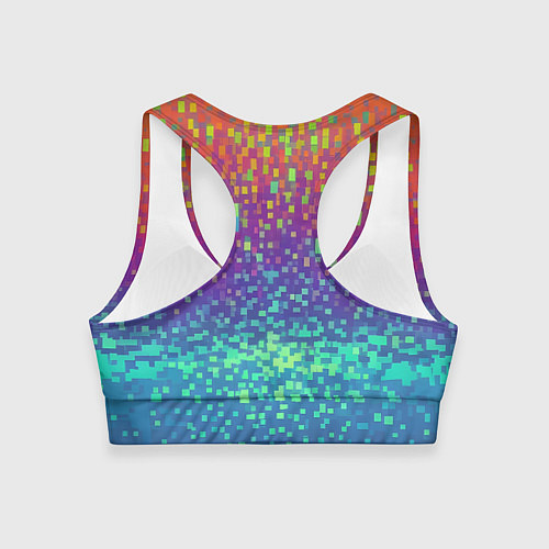 Женский спортивный топ Разноцветные пиксели / 3D-принт – фото 2