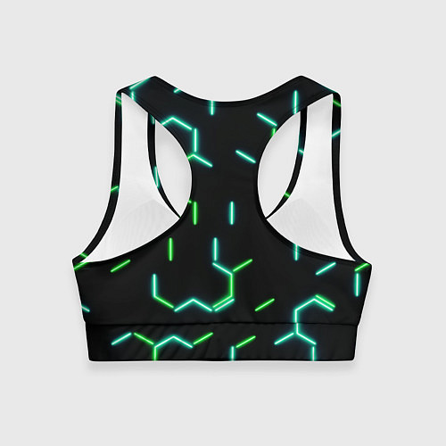 Женский спортивный топ Зеленые неоновые неполные гексагоны / 3D-принт – фото 2