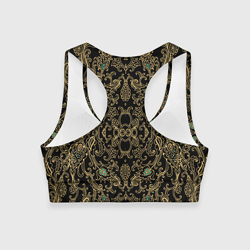 Женский спортивный топ Славянский этнический орнамент с позолотой / 3D-принт – фото 2