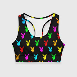 Женский спортивный топ Playboy pattern неон