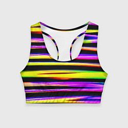 Топик спортивный женский Цветные неоновые полосы, цвет: 3D-принт