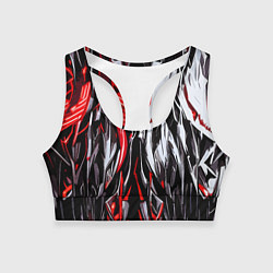 Топик спортивный женский Агрессивные линии белые и красные, цвет: 3D-принт