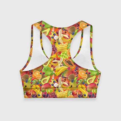 Женский спортивный топ Экзотические фрукты и ягоды / 3D-принт – фото 2