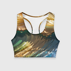 Топик спортивный женский Перламутровые блестящие волны радужных цветов, цвет: 3D-принт