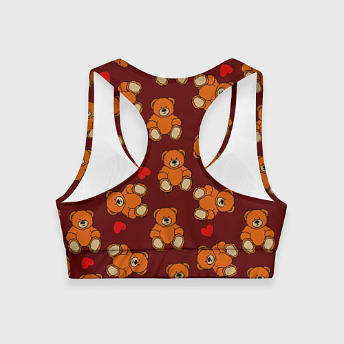 Женский спортивный топ Игрушечные влюбленные мишки и сердца / 3D-принт – фото 2
