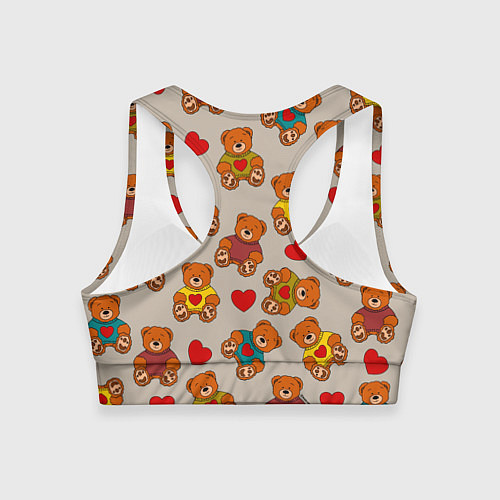 Женский спортивный топ Мишки в свитерах и сердечки / 3D-принт – фото 2