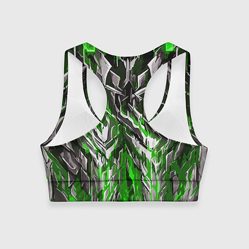 Женский спортивный топ Острый металл зелёный / 3D-принт – фото 2