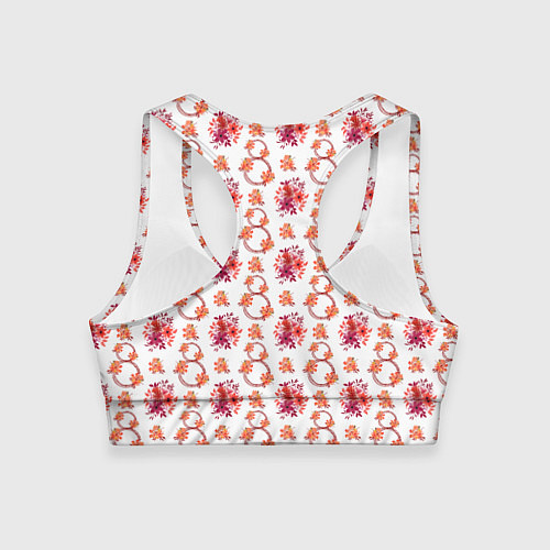 Женский спортивный топ 8 марта праздничные цветы / 3D-принт – фото 2