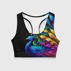 Топик спортивный женский Neon peacock - art, цвет: 3D-принт