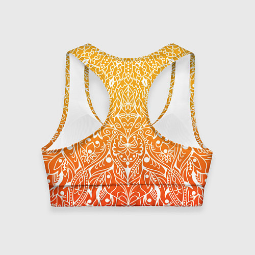 Женский спортивный топ Узоры мандала жёлто-красный / 3D-принт – фото 2