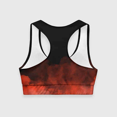 Женский спортивный топ Красный туман на чёрном / 3D-принт – фото 2