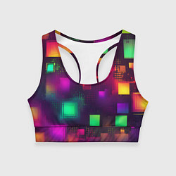Топик спортивный женский Разноцветные квадраты и точки, цвет: 3D-принт