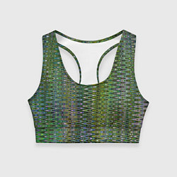 Топик спортивный женский Волнистый зигзаг зеленый с переливами цветными, цвет: 3D-принт