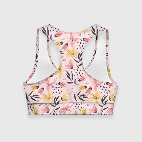 Женский спортивный топ Абстрактный паттерн с цветами / 3D-принт – фото 2
