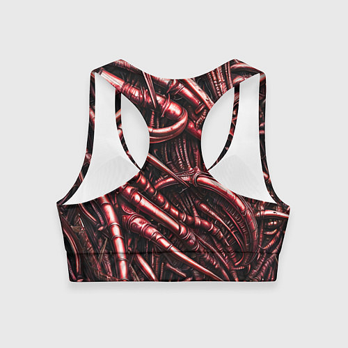 Женский спортивный топ Красные трубки чужих / 3D-принт – фото 2