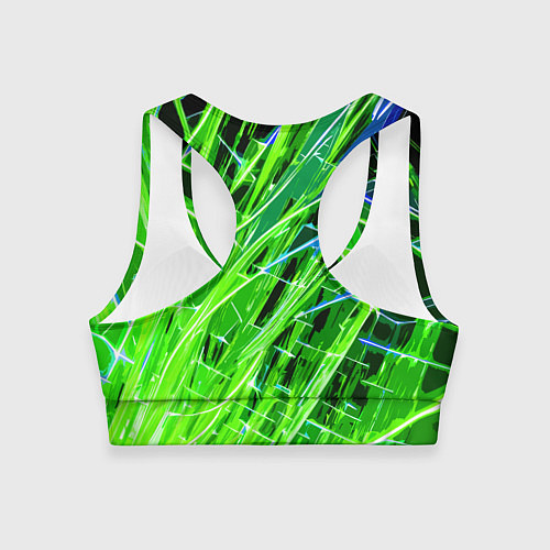 Женский спортивный топ Зелёные энергетические линии / 3D-принт – фото 2