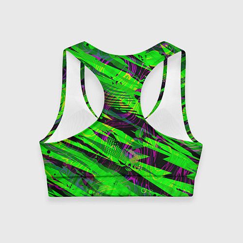 Женский спортивный топ Зеленые узоры паттерны / 3D-принт – фото 2